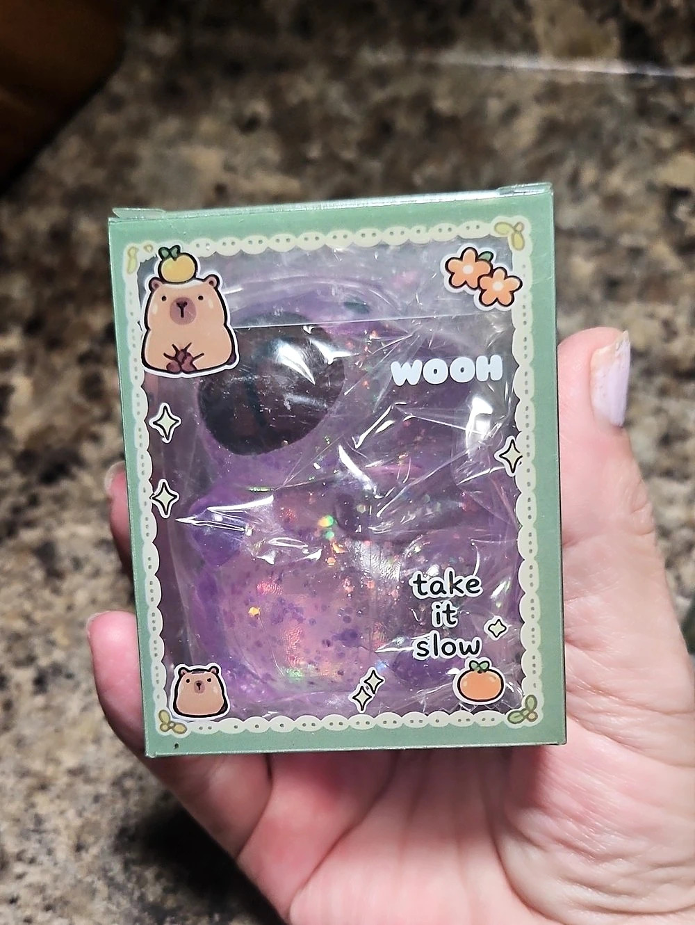 Squishy Capybara Set Of 2 Glitter Green Purple